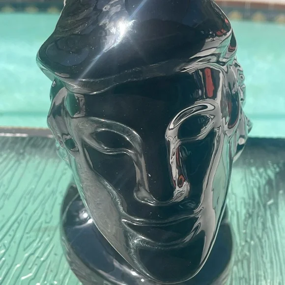 Ceramic Gloss Black Sculpture Statue Women's Fashion Hair Style Beauty Mermaid - Picture 9 of 16